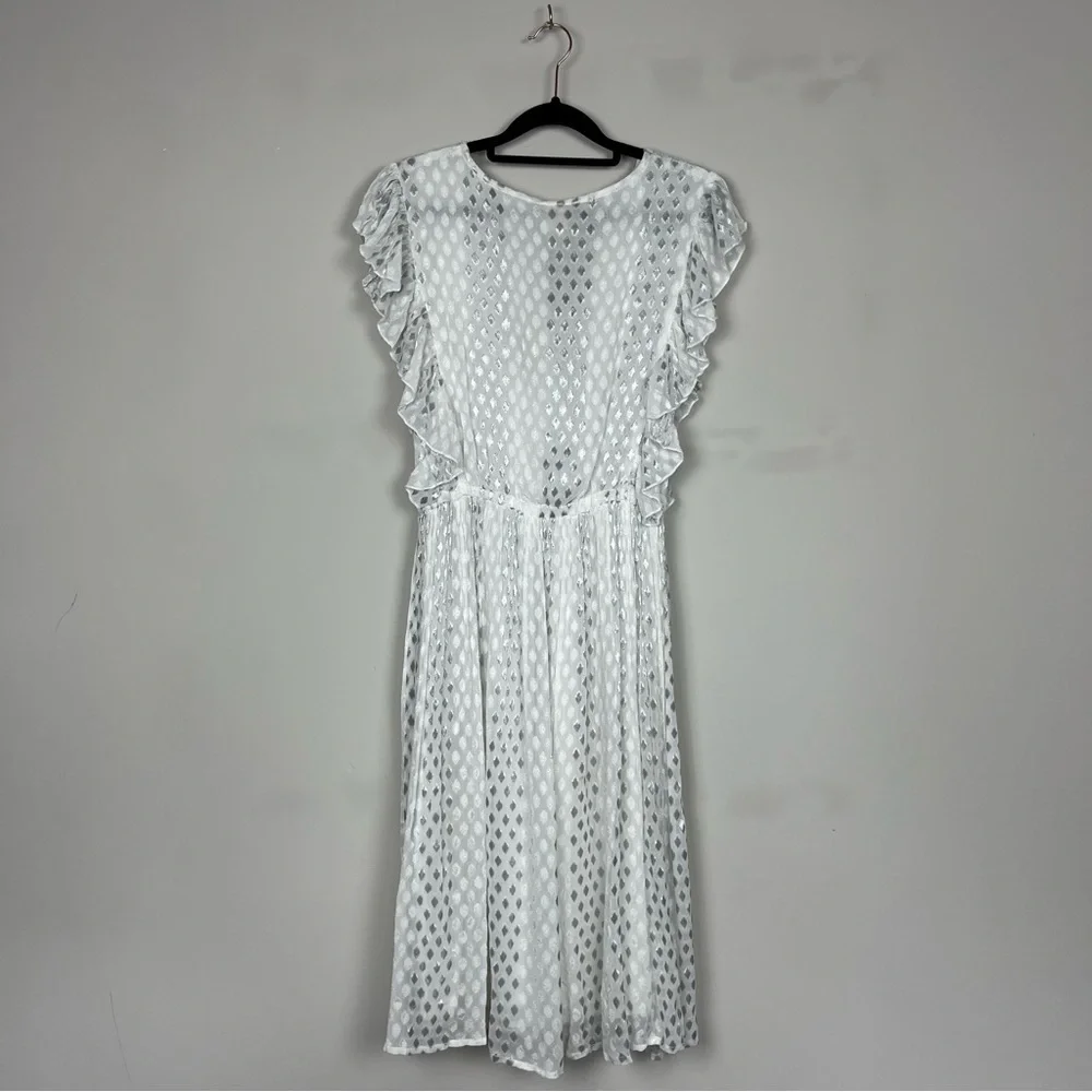 NWT ANTHROPOLOGIE RAGA WHISKED AWAY SURPLICE DRESS IN SILVER WHITE SIZE SMALL - Picture 13 of 15